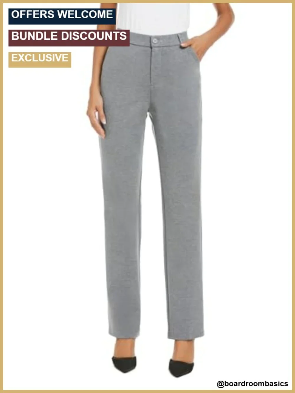 Women's Stretch Straight Leg Dress Pants Business Casual Slacks